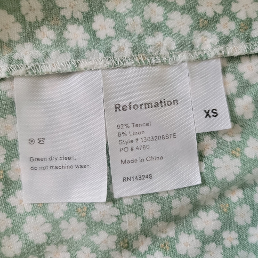 Reformation Ports Wrap Dress In Green And White Floral, XS, Summer Romantic - Picture 6 of 6